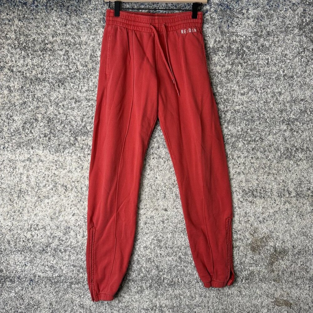 RE DONE Sweatpants‎ Womens XS Red Jogger Pants Elastic Waist Cotton Made USA